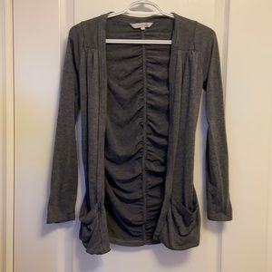 Costa Blanca Grey Pocket Cardigan with Ruffle Back